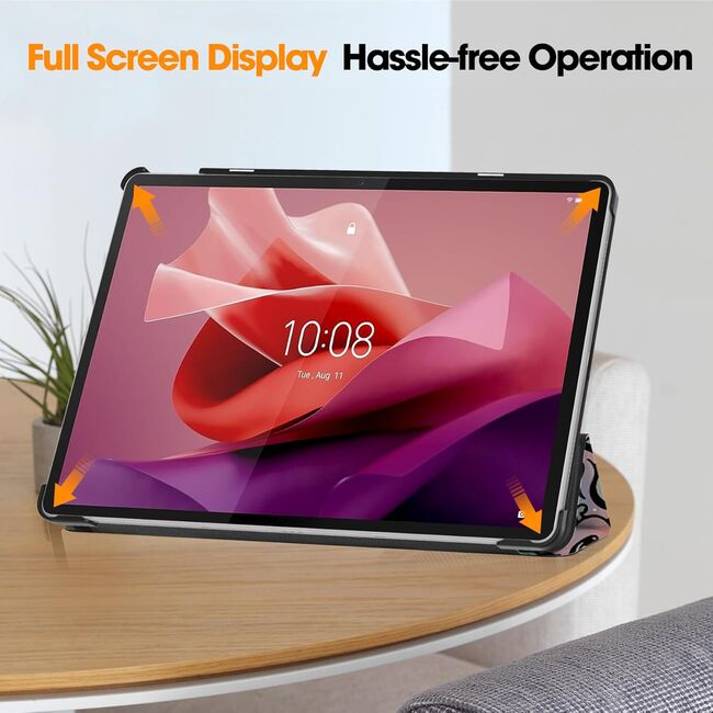Husa pentru tableta Lenovo Tab P12 12.7 inch functie sleep/wake-up Ultralight de tip stand, graffiti
