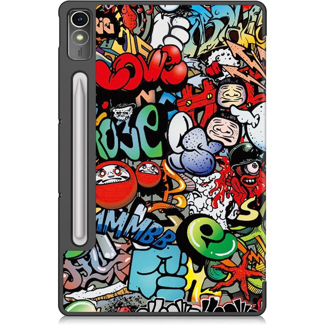 Husa pentru tableta Lenovo Tab P12 12.7 inch functie sleep/wake-up Ultralight de tip stand, graffiti