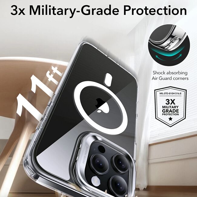 Husa pentru  iPhone 16 Pro Max - ESR Classic Hybrid HaloLock cu Magsafe si Kickstand - space grey