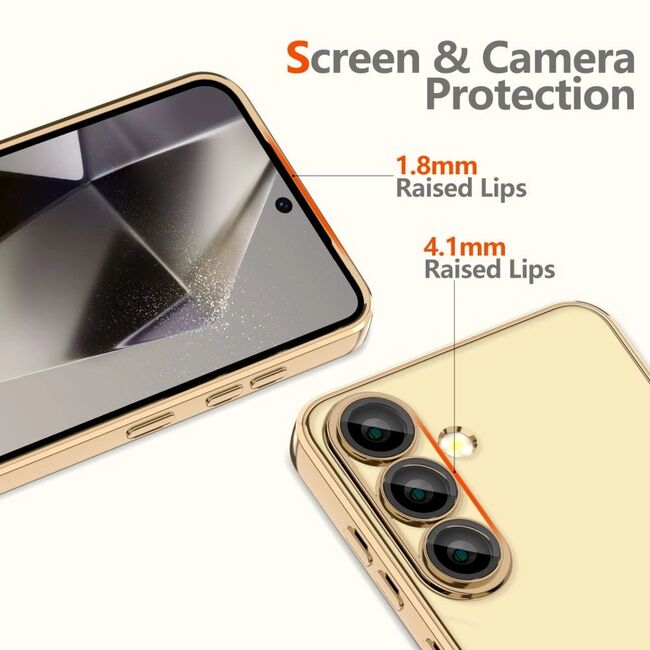 Husa pentru  Samsung Galaxy A56 cu MagSafe si protectie pentru lentile anti-shock 1.5 mm transparent - Auriu