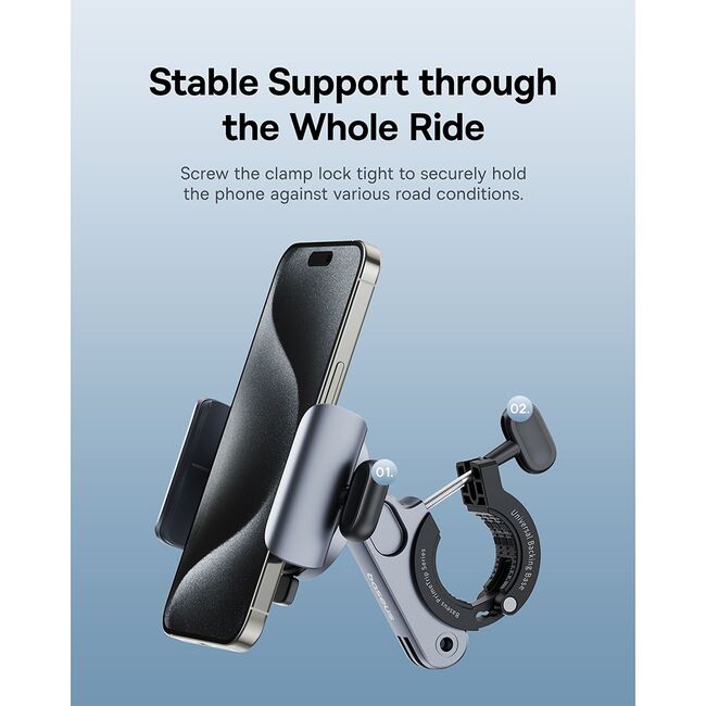Suport bicicleta pentru telefon magnetic Baseus Magnetic Clip-On, Screw Lock, Panel&Clamps, C40569000121-00