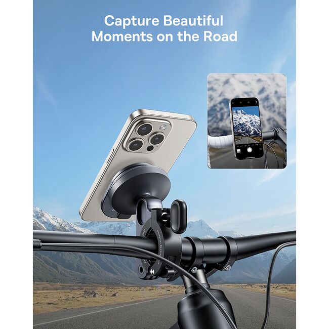Suport bicicleta magnetic cu stand telefon Baseus  2in1, Bike Mount, Ring Stand, Snap-On, C40569001121-00