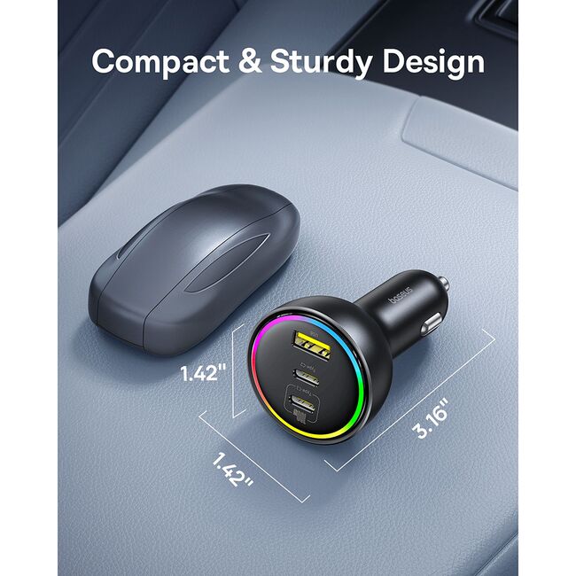 Incarcator auto 2x USB-C, USB, 152.5W, Fast Charging, RGB Ambient Light, USB-C Cable Baseus, C00036101111-00