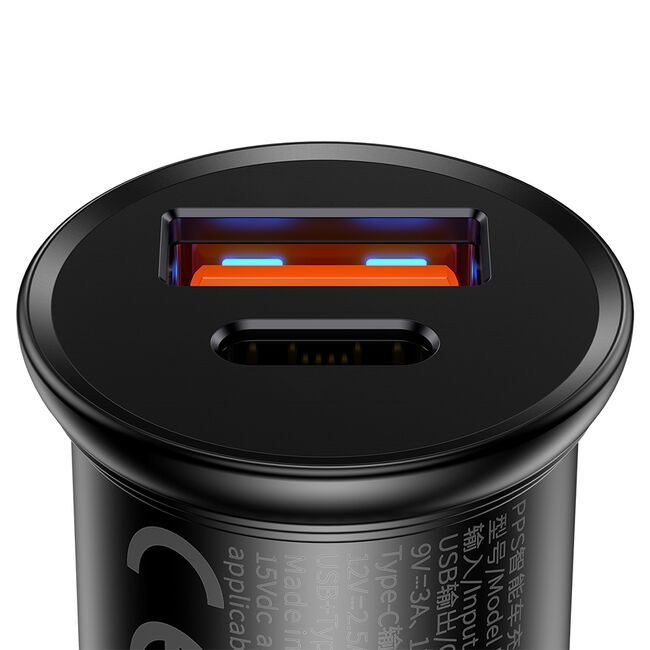 Incarcator auto bricheta Type-C, USB, PPS 30W, Baseus, CCALL-BS01, negru