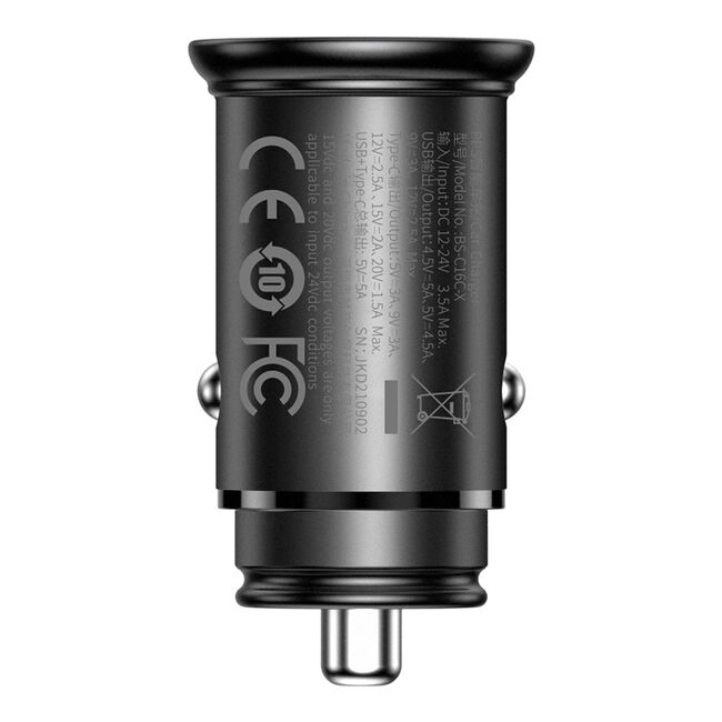 Incarcator auto bricheta Type-C, USB, PPS 30W, Baseus, CCALL-BS01, negru