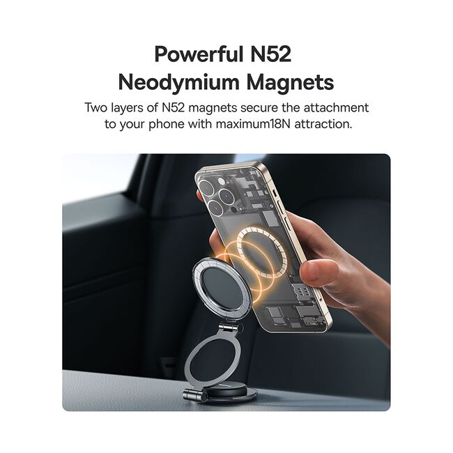 Suport telefon auto pentru bord cu magnet 360°, pliabil Baseus, C40172900121-00