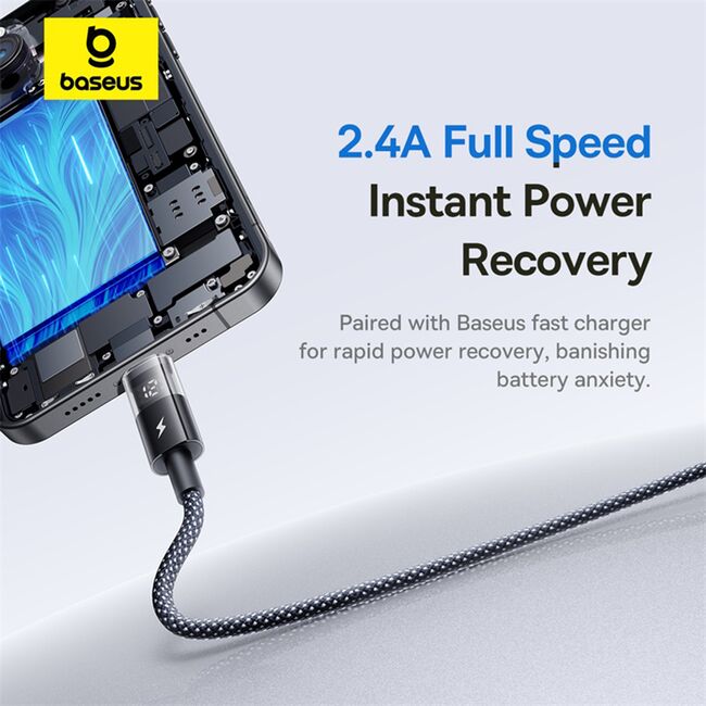 Cablu incarcare iPhone 2.4A Baseus, negru, P10382700121-00