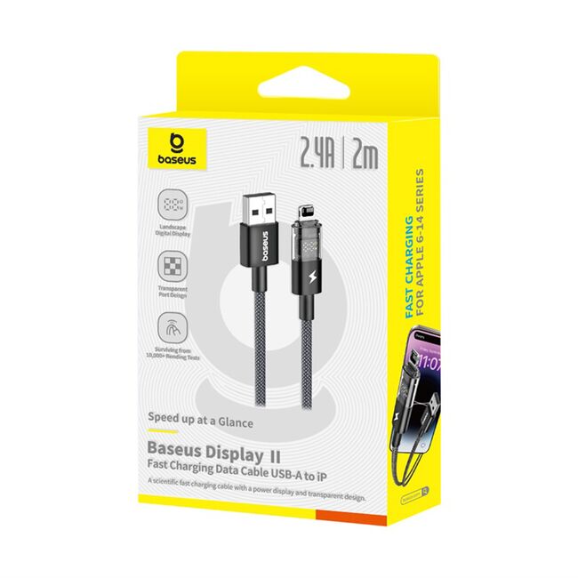 Cablu incarcare iPhone 2.4A Baseus, negru, 2m, P10382700121-01