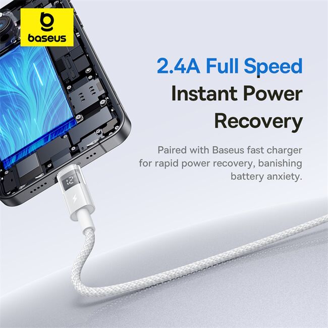 Cablu incarcare iPhone 2.4A Baseus,alb , P10382700211-01