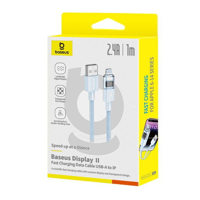 Cablu incarcare iPhone 2.4A Baseus, albastru, P10382700311-00