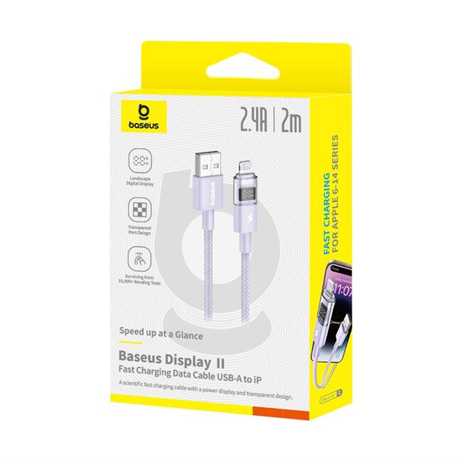 Cablu incarcare iPhone 2.4A Baseus, mov, P10382700511-01