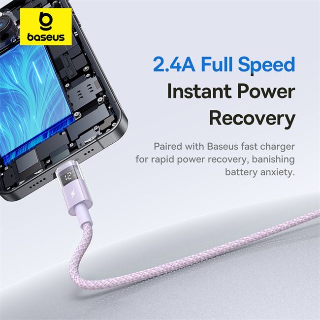 Cablu incarcare iPhone 2.4A Baseus, mov, P10382700511-01