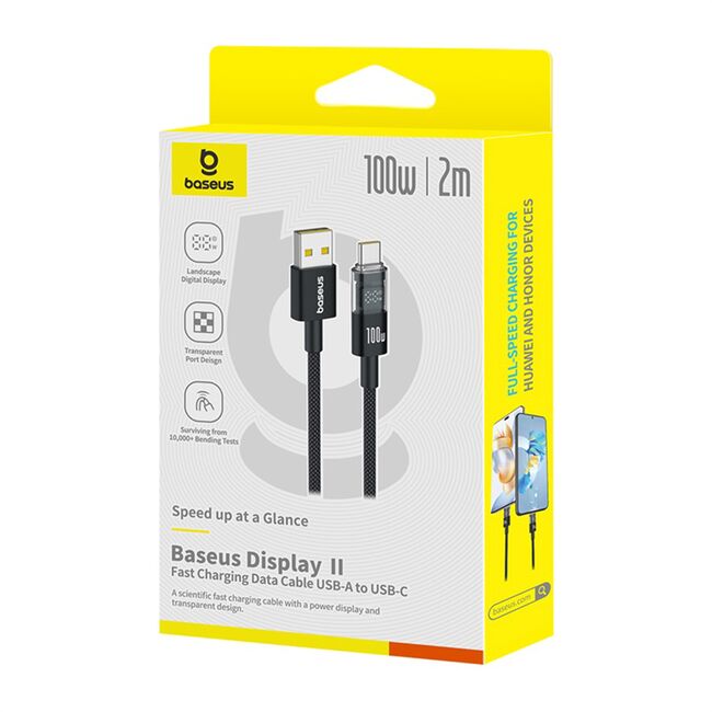 Cablu date USB-C Fast Charging Digital Display, 100W, 2m, negru Baseus, P10382701111-00