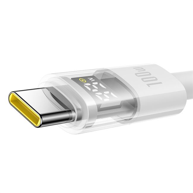 Cablu date USB-C Fast Charging Digital Display, 100W, 1m, alb Baseus, P10382701211-00