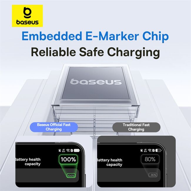 Cablu date USB-C Fast Charging Digital Display, 100W, 1m, alb Baseus, P10382701211-00