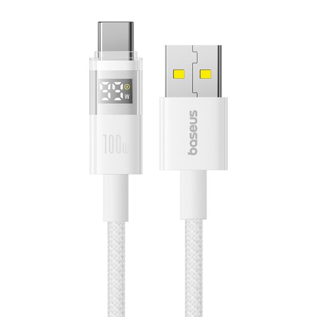 Cablu date USB-C Fast Charging Digital Display, 100W, 2m, alb Baseus, P10382701211-01