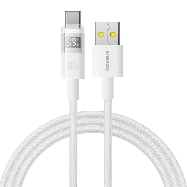 Cablu date USB-C Fast Charging Digital Display, 100W, 2m, alb Baseus, P10382701211-01