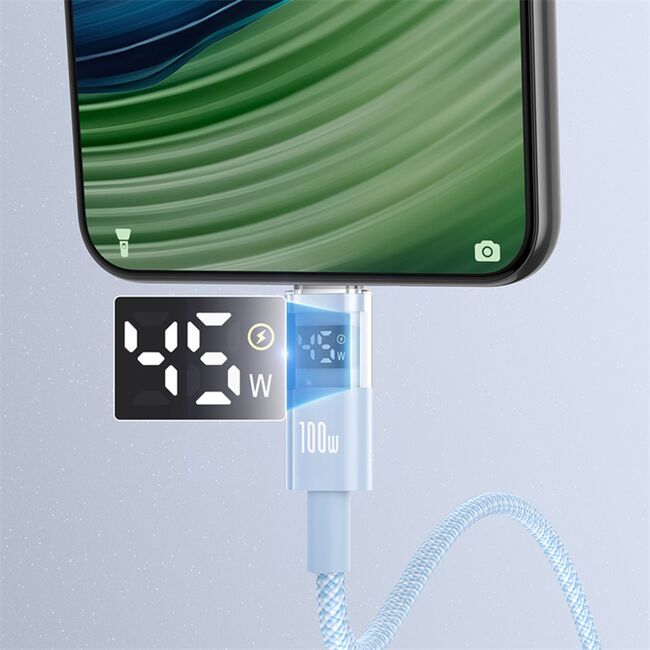Cablu date USB-C Fast Charging Digital Display, 100W, 1m, albastru Baseus, P10382701311-00
