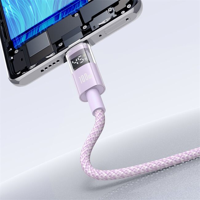 Cablu date USB-C Fast Charging Digital Display, 100W, 1m, mov Baseus, P10382701511-00