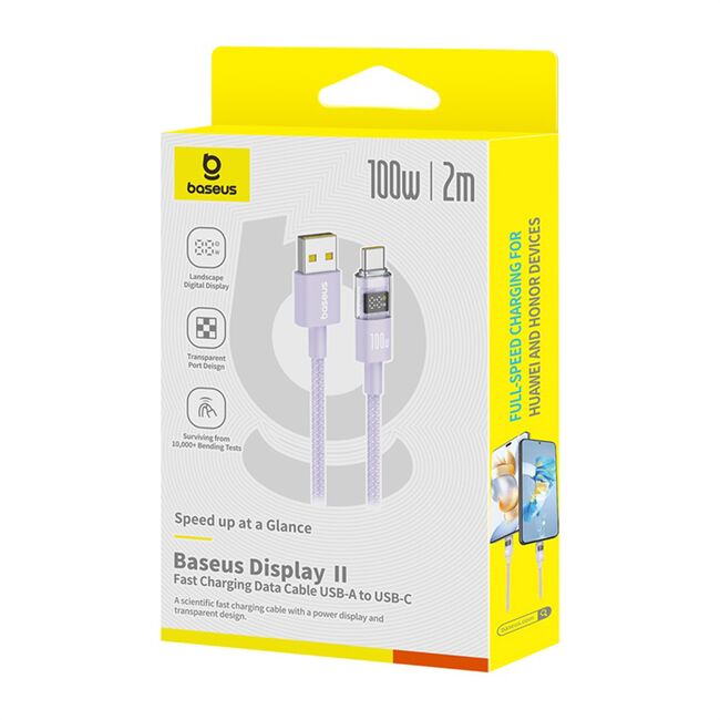 Cablu date USB-C Fast Charging Digital Display, 100W, 2m, mov Baseus, P10382701511-01