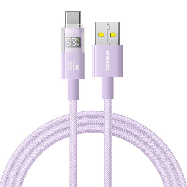 Cablu date USB-C Fast Charging Digital Display, 100W, 2m, mov Baseus, P10382701511-01