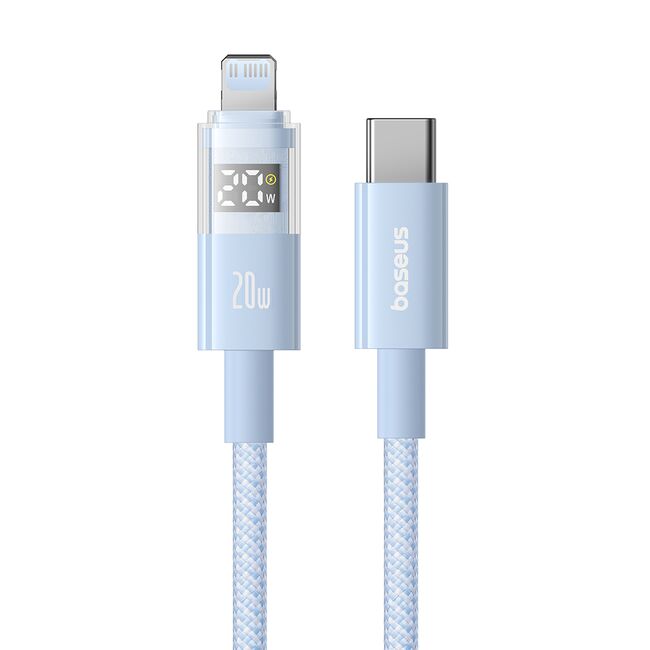 Cablu incarcare iPhone Baseus, Fast Charging, Type-C to Lightning, Digital Display, 20W, 2m, albastru, P10382703311-01