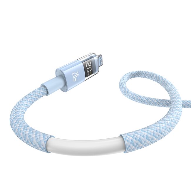 Cablu incarcare iPhone Baseus, Fast Charging, Type-C to Lightning, Digital Display, 20W, 2m, albastru, P10382703311-01