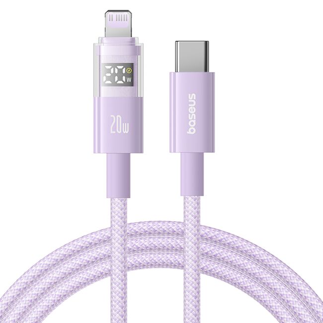 Cablu incarcare iPhone Baseus, Fast Charging, Type-C to Lightning, Digital Display, 20W, 2m, mov, P10382703511-01