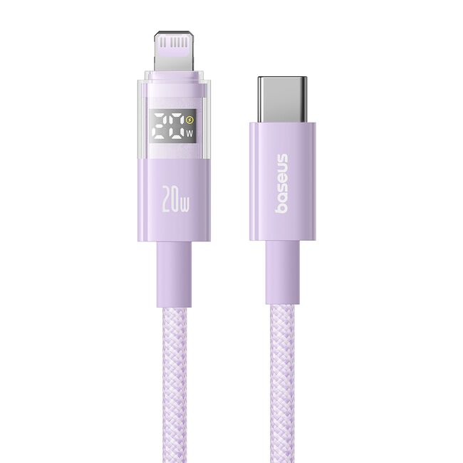 Cablu incarcare iPhone Baseus, Fast Charging, Type-C to Lightning, Digital Display, 20W, 2m, mov, P10382703511-01