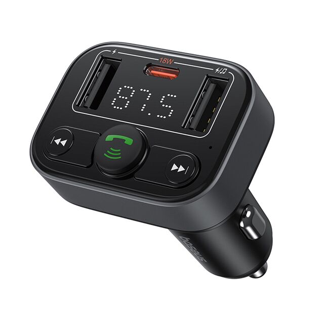 Modulator FM auto Bluetooth PD 18W, USB, USB-C, Display Baseus S-09 Lite, negru