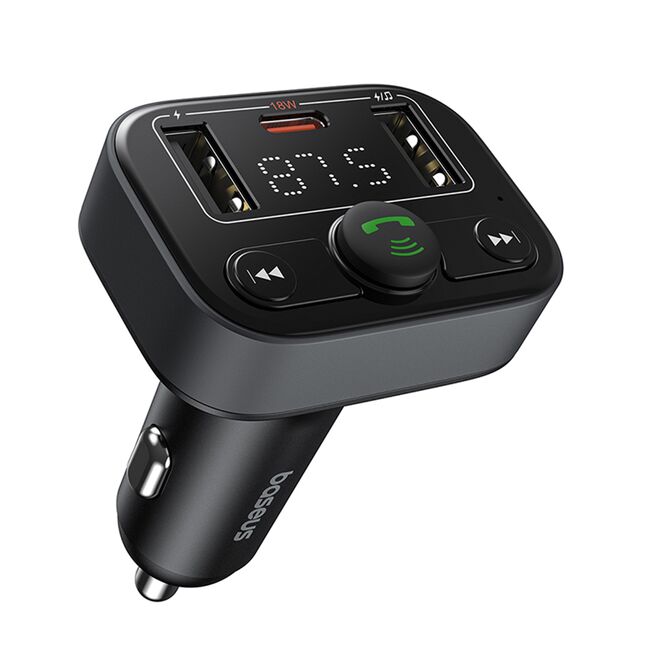 Modulator FM auto Bluetooth PD 18W, USB, USB-C, Display Baseus S-09 Lite, negru