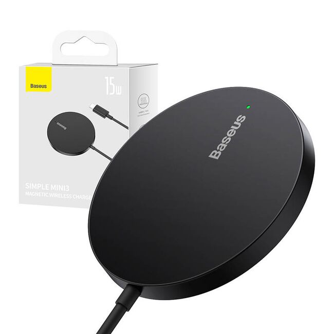 Incarcator wireless magnetic 15W Baseus Mini 3, negru