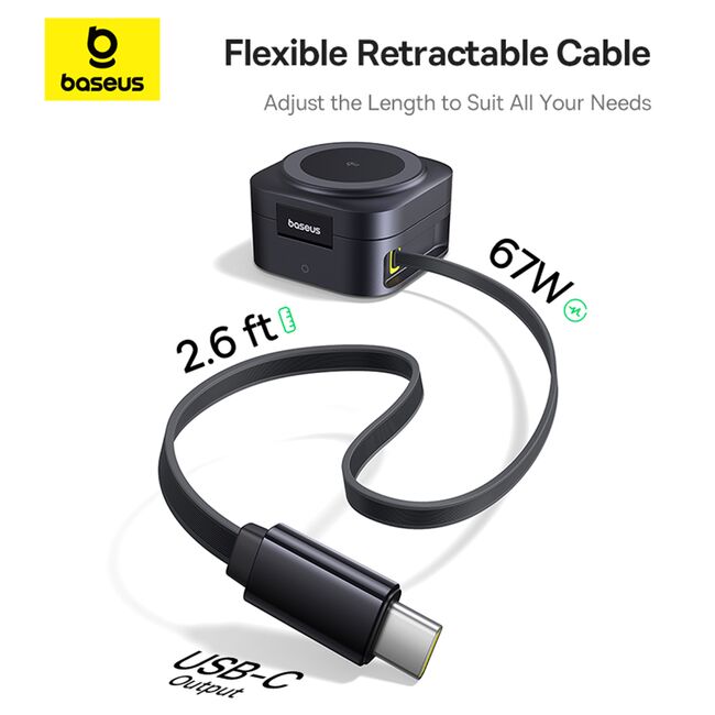 Statie incarcare Fast Charging Baseus PicoGo 2in1 Fast Charger, cu cablu Type-C la Type-C, 67W, P10276800123-00