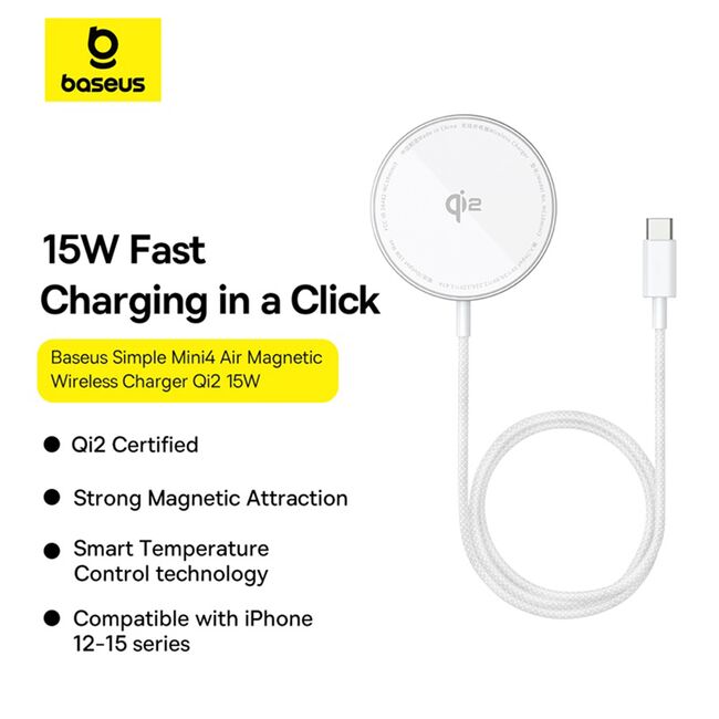 Incarcator wireless Baseus Simple Mini4 Air, 15W, gri, P10278200S11-00