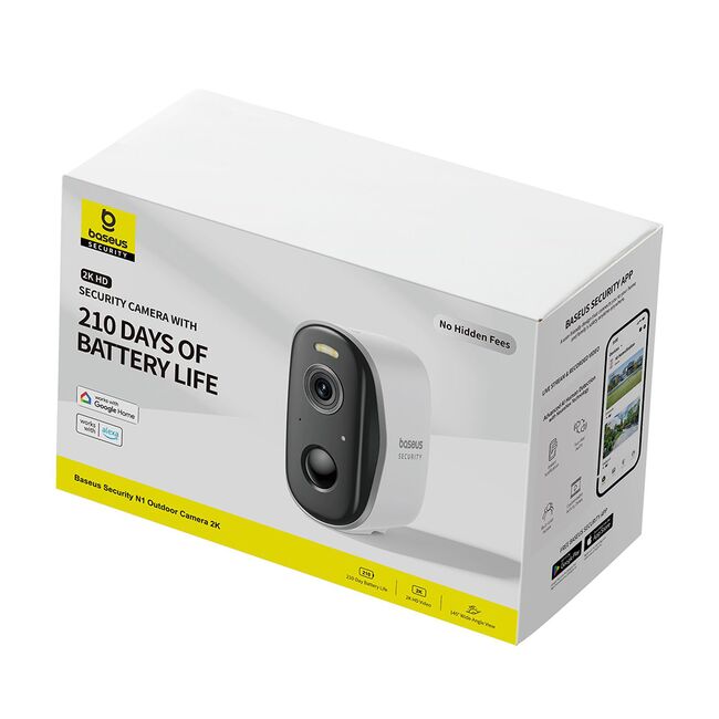 Camera supraveghere exterior wifi 2k, two-way talk, color night vision, ip67, 7.800mah Baseus, S0ST002130, alb