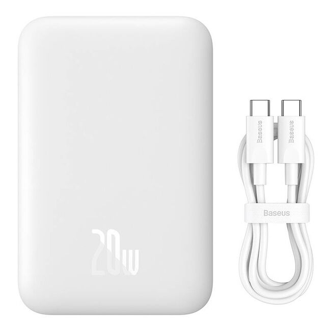 Baterie externa Baseus - power bank magnetic mini air (p10059002223-00) - usb-c, magsafe, 6000mah, 20w - alb