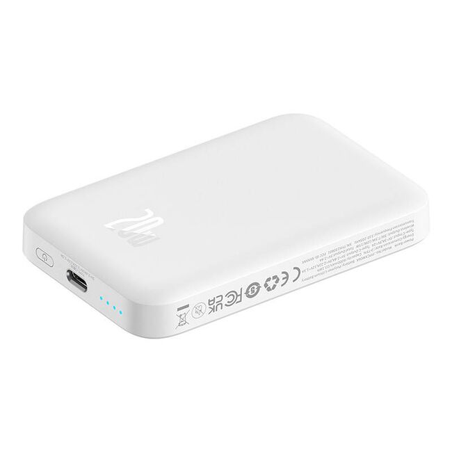 Baterie externa Baseus - power bank magnetic mini air (p10059002223-00) - usb-c, magsafe, 6000mah, 20w - alb