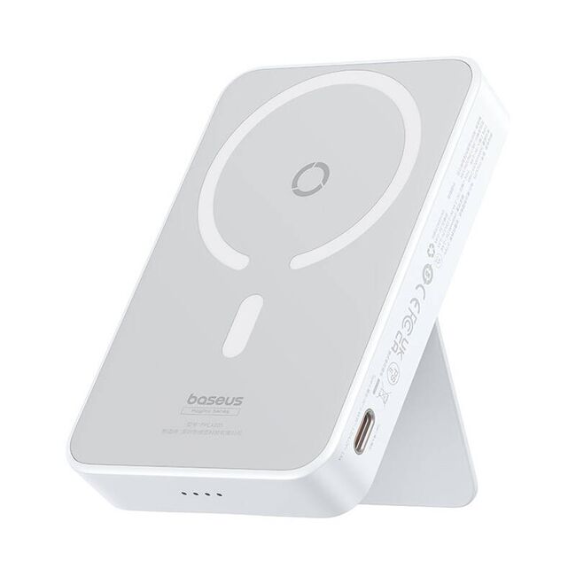 Baterie externa Baseus - power bank magpro magnetic ppcxz05 (p10064101223-00) - usb-c, 5000mah, 20w, magsafe, cable type-c, 3a, 30cm - alb