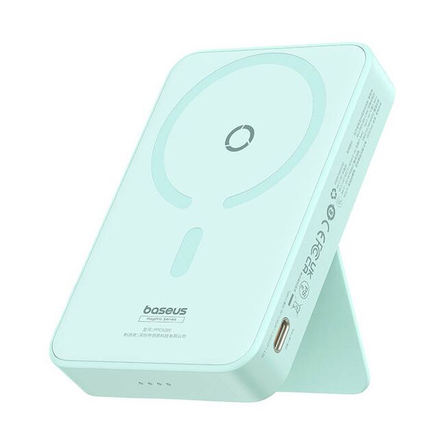 Baterie externa Baseus - power bank magpro magnetic ppcxz05 (p10064101333-00) - usb-c, 5000mah, 20w, magsafe, cable type-c, 3a, 30cm - mint