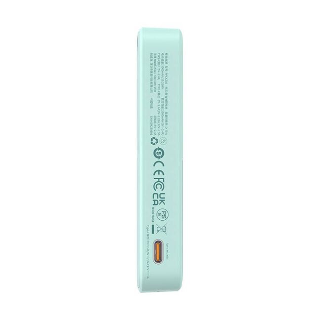 Baterie externa Baseus - power bank magpro magnetic ppcxz05 (p10064101333-00) - usb-c, 5000mah, 20w, magsafe, cable type-c, 3a, 30cm - mint