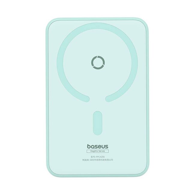 Baterie externa Baseus - power bank magpro magnetic ppcxz05 (p10064101333-00) - usb-c, 5000mah, 20w, magsafe, cable type-c, 3a, 30cm - mint