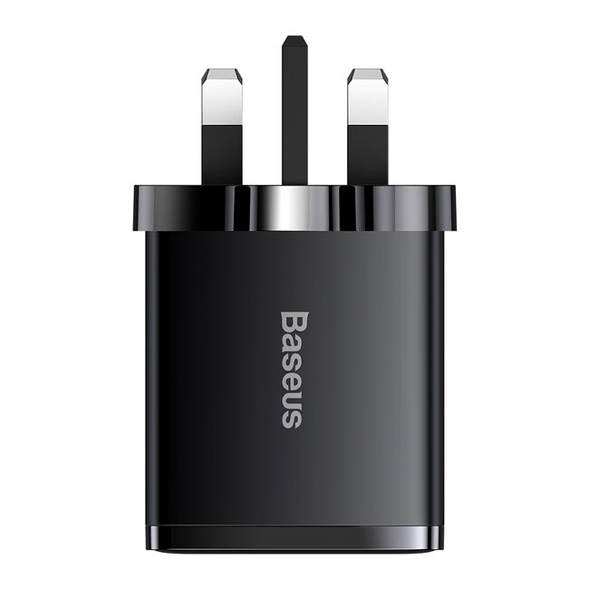 Incarcator priza Baseus - wall charger compact series (ccxj030101) - uk plug, quick charger, 2xusb, type-c, 30w - black