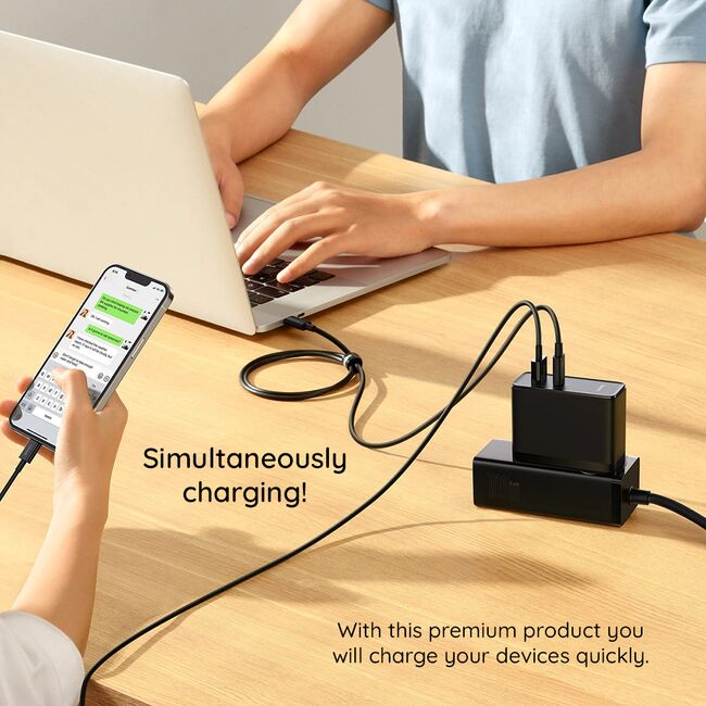 Incarcator priza Fast Charge 2in1 Baseus GaN5 Pro, 100W, alb