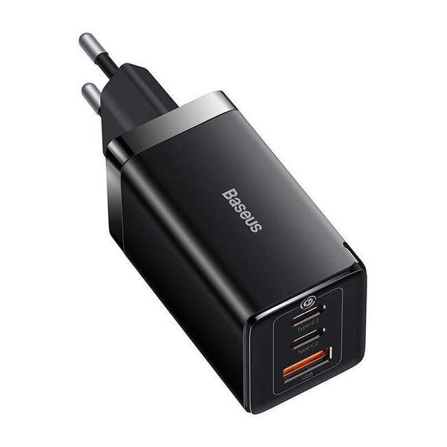 Incarcator priza Fast Charge 3in1 Baseus GaN5 Pro, 2xType-C, USB, 65W, cu Cablu Type-C la Type-C, 100W, 1m, negru