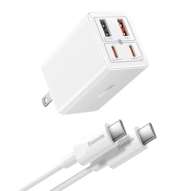 Incarcator priza US 65W GaN6 USB, Type-C Baseus 2x USB, 2x Type-C, 65W, cu Cablu Type-C, 100W, 20V, 5A, 1m, P10162702213-00