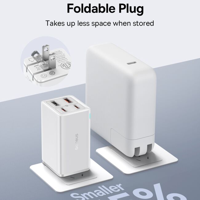 Incarcator priza US 65W GaN6 USB, Type-C Baseus 2x USB, 2x Type-C, 65W, cu Cablu Type-C, 100W, 20V, 5A, 1m, P10162702213-00
