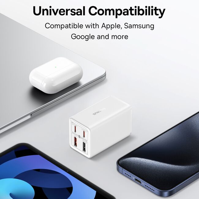 Incarcator priza US 65W GaN6 USB, Type-C Baseus 2x USB, 2x Type-C, 65W, cu Cablu Type-C, 100W, 20V, 5A, 1m, P10162702213-00