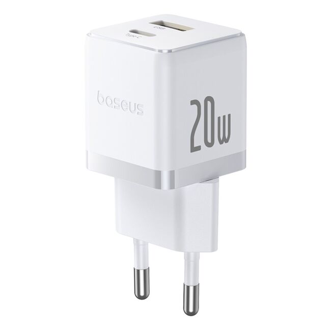 Incarcator priza Fast Charge 2in1 Baseus Usb, Type-c, 20W, 5V/3A, alb CCZC20UE