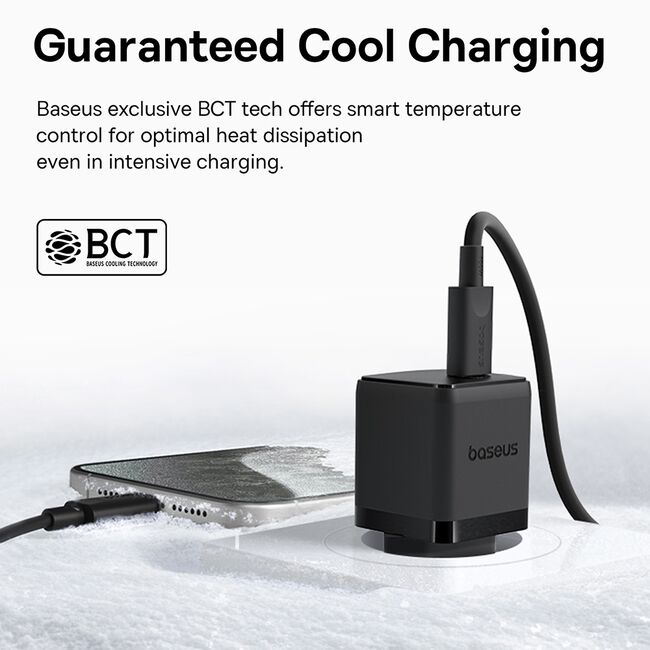 Incarcator priza Baseus - wall charger palm (p10111605113-01) - fast charger, cu cablu type-c la type-c, 30w, 5v/3.0a, 1m - cluster black
