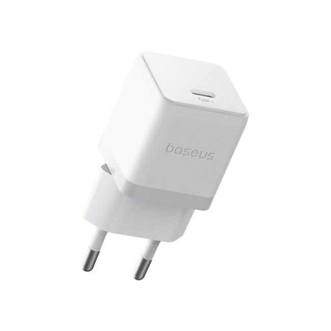 Incarcator priza Baseus - wall charger palm (p10111605213-01) - fast charger, cu cablu type-c la type-c, 30w, 5v/3.0a, 1m - moon white